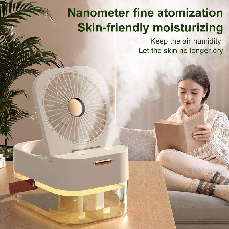 Portable Desktop Fan with Humidifier Spray & Night Light